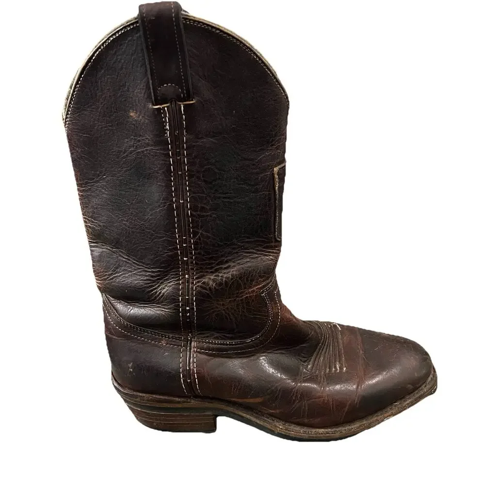 CHIPPEWA 20012 Brown Cowboy Western Boots Size 8 D Made in USA Vibram